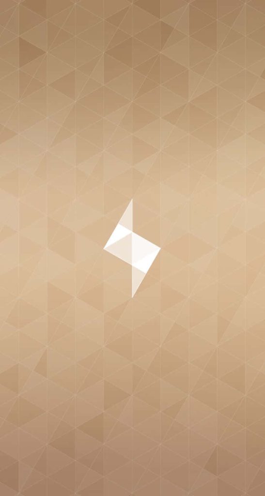 Minimalist tan wallpaper with white abstract lightning bolt on low poly geometric background