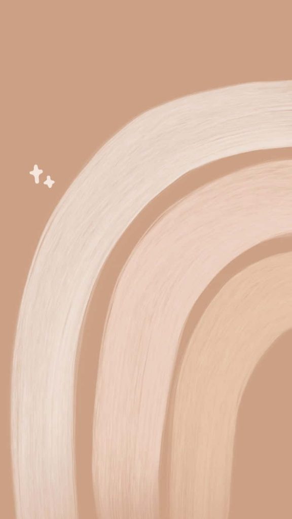 Minimalist tan wallpaper with soft beige brushstrokes forming arch and delicate star charm