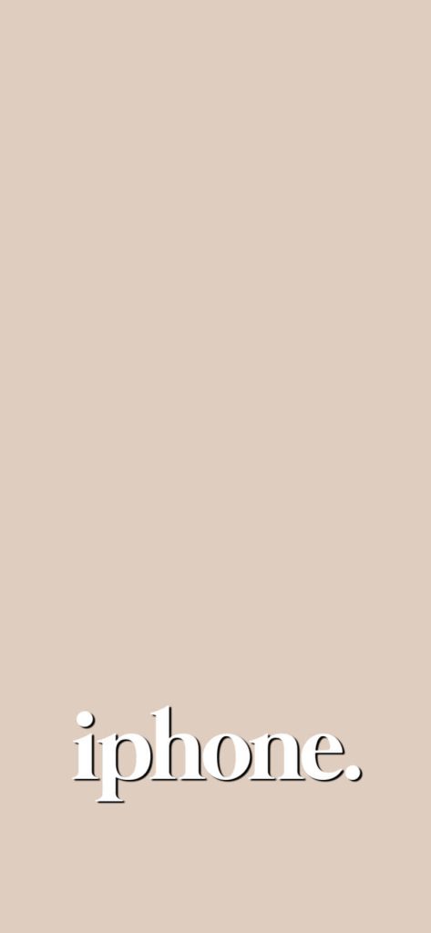 Minimalist tan wallpaper with the word iphone in white serif font on a clean beige background
