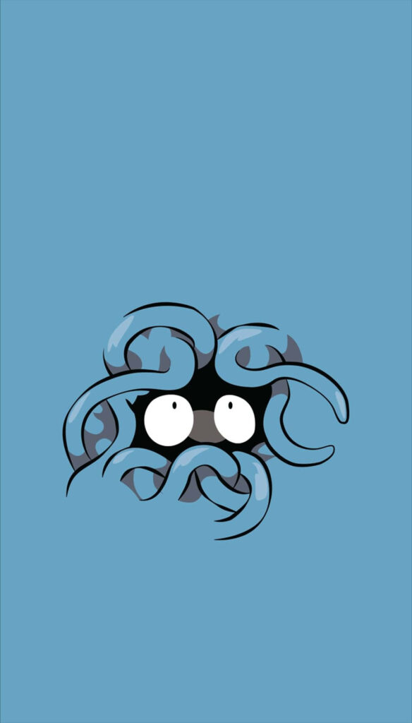 Minimalist Tangela Phone Wallpaper: Blue Background & Unique Design