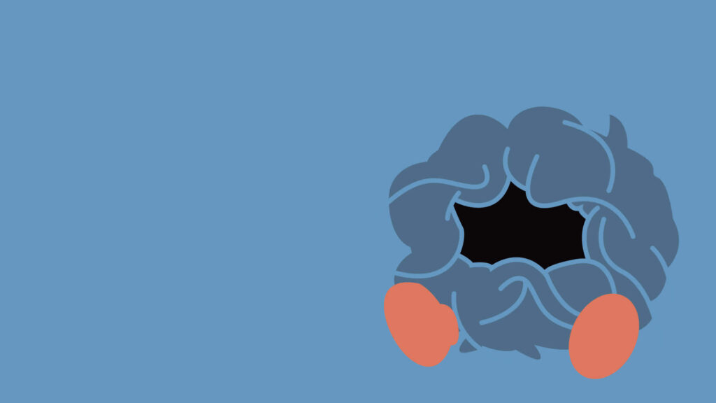 Minimalist Tangela Wallpaper: Vector Art Against Blue Background