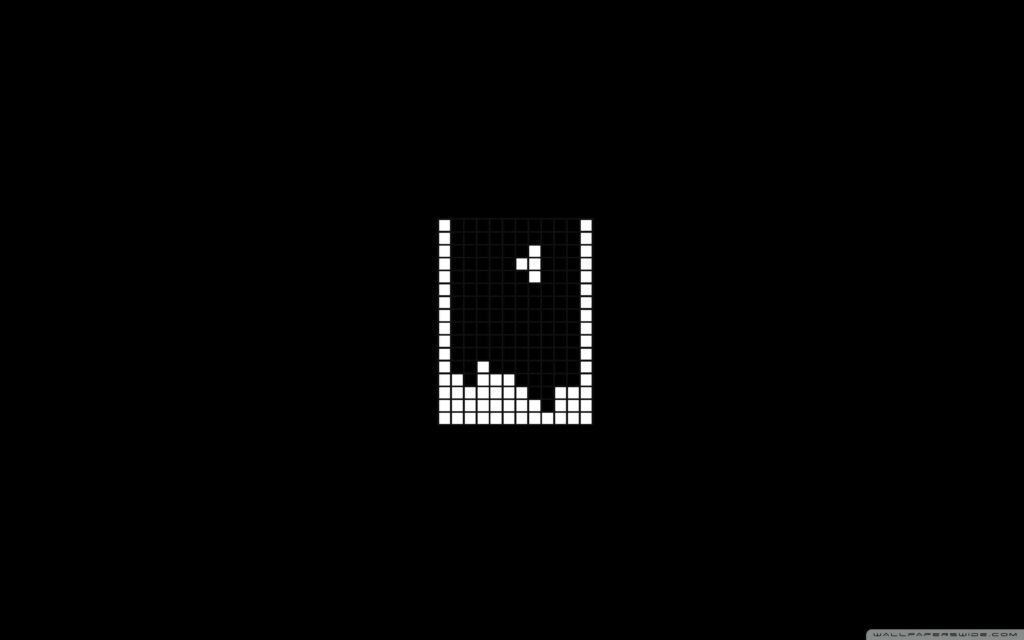 Minimalist Black and White Tetris Wallpaper - Iconic Game Design