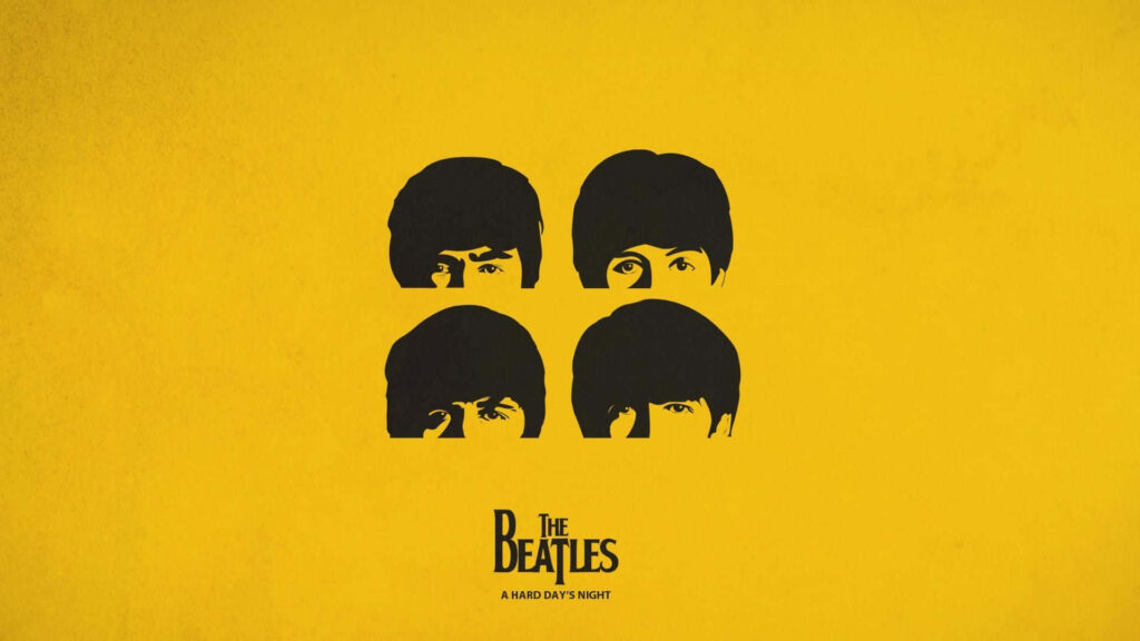 Stylized Beatles Wallpaper: A Hard Day's Night on Vibrant Yellow