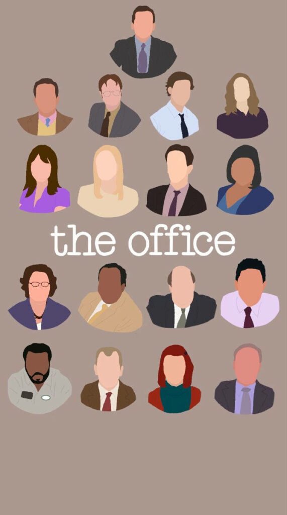 Minimalist The Office Characters Wallpaper for iPhone: Neutral Beige