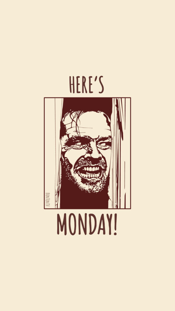 Stylized Shining-Inspired Minimalist Art: 'Here's Monday!' Wallpaper