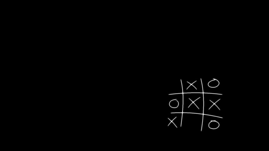 Minimalist Tic Tac Toe Wallpaper: Chalk on Black Background