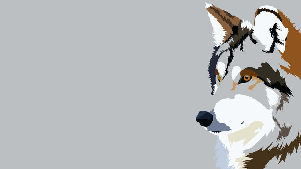 Minimalist Timber Wolf Illustration - Majestic & Powerful Wallpaper
