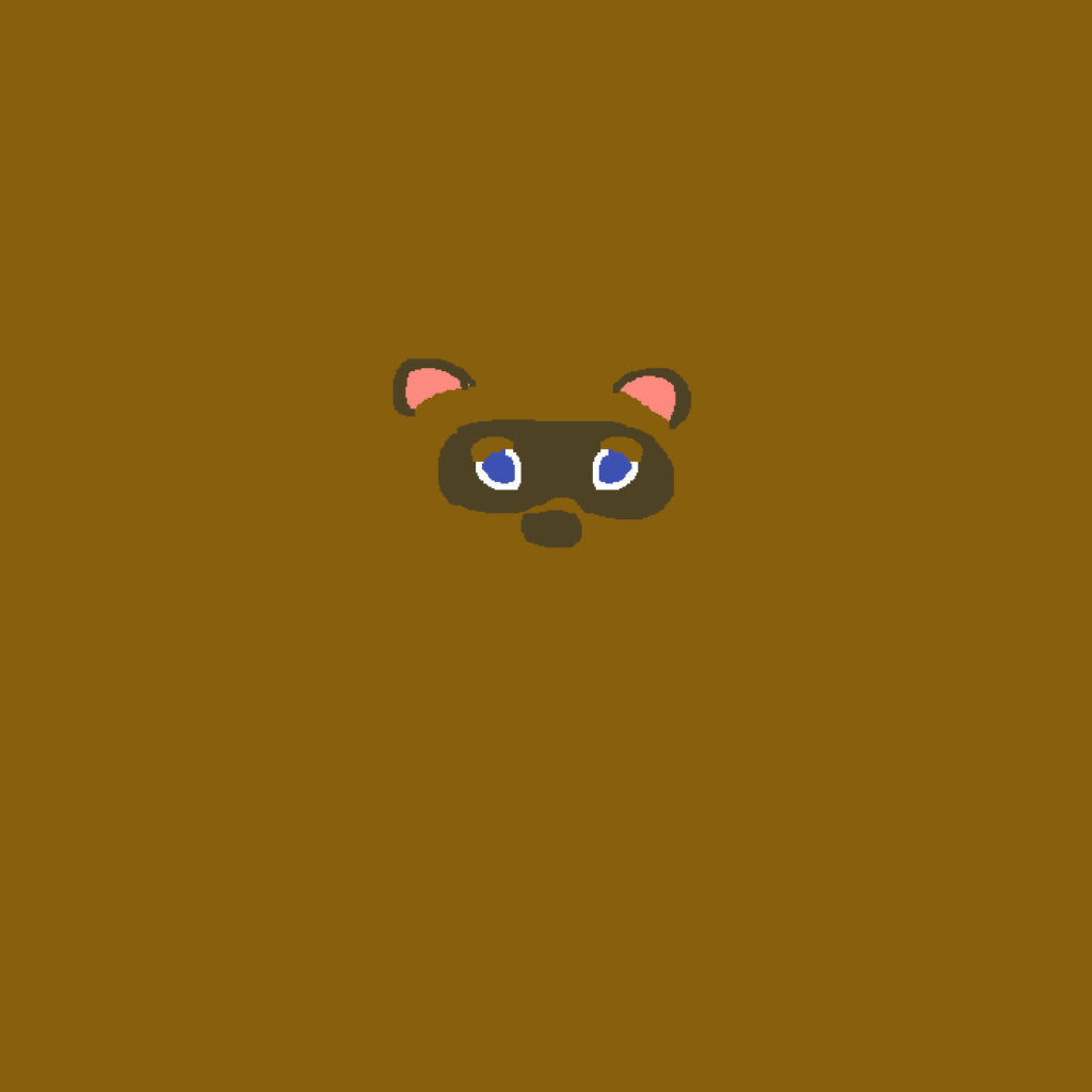 Minimalist Tom Nook Wallpaper on Solid Brown Background - Animal Crossing