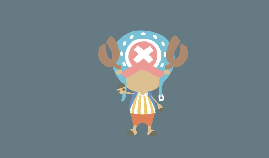 Minimalist One Piece Wallpaper: Tony Tony Chopper on Blue Background
