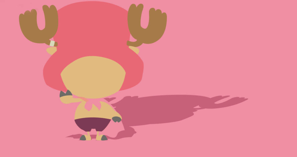Minimalist Tony Tony Chopper Wallpaper on Soft Pink Background