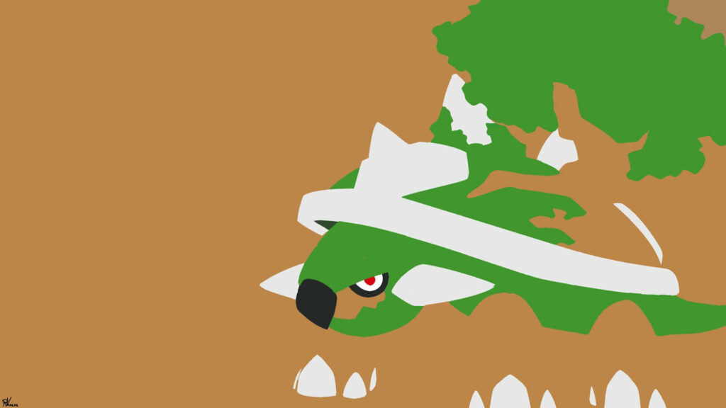 Minimalist Torterra Wallpaper: Grass & Ground-Type Pokémon Design