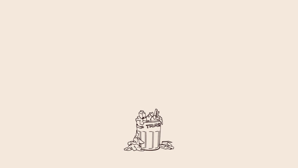 Minimalist Trash Can Wallpaper: Beige Background Art Design