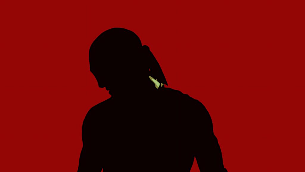 Minimalist Two-Toned Daredevil Wallpaper on Bold Red Background