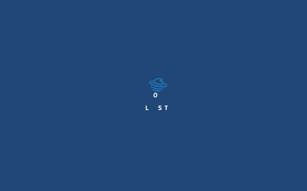 Minimalist Deep Blue Wallpaper with UFO and 'LOST' Design
