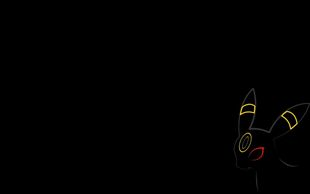 Minimalist Umbreon Wallpaper: Sleek Yellow Outlines on Black