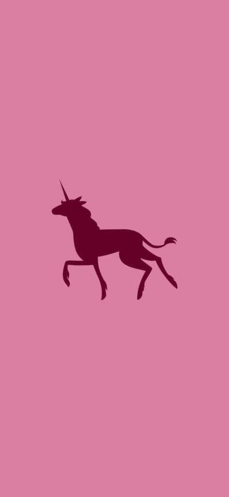 Minimalist Unicorn Wallpaper: Dark Silhouette on Pink Background