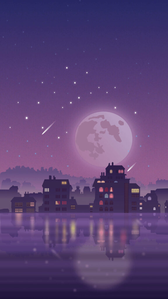 Minimalist Urban Night Scene: Serene Android Wallpaper Background