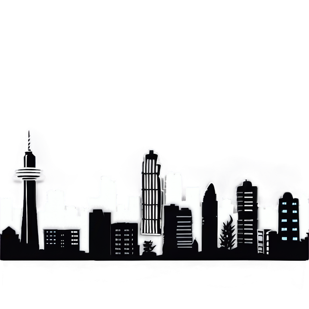 Minimalist Urban Skyline Silhouette Wallpaper with Gradient Background