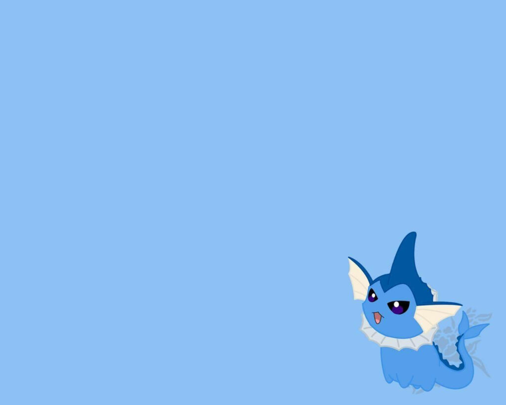 Minimalist Vaporeon Wallpaper with Solid Blue Background