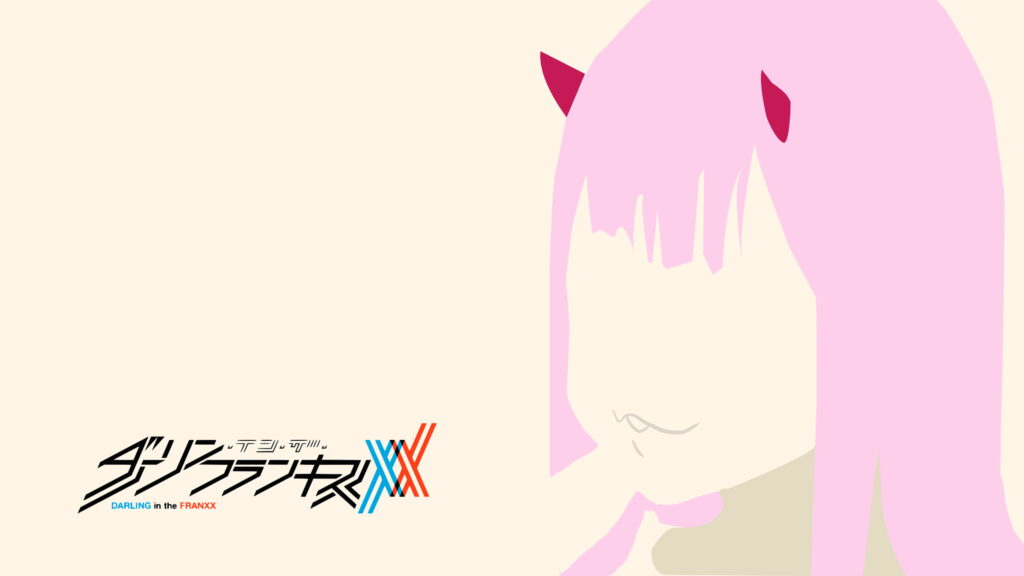 Minimalist Vector Art of Zero Two from Darling in the FranXX - Captivating 4K Wallpaper