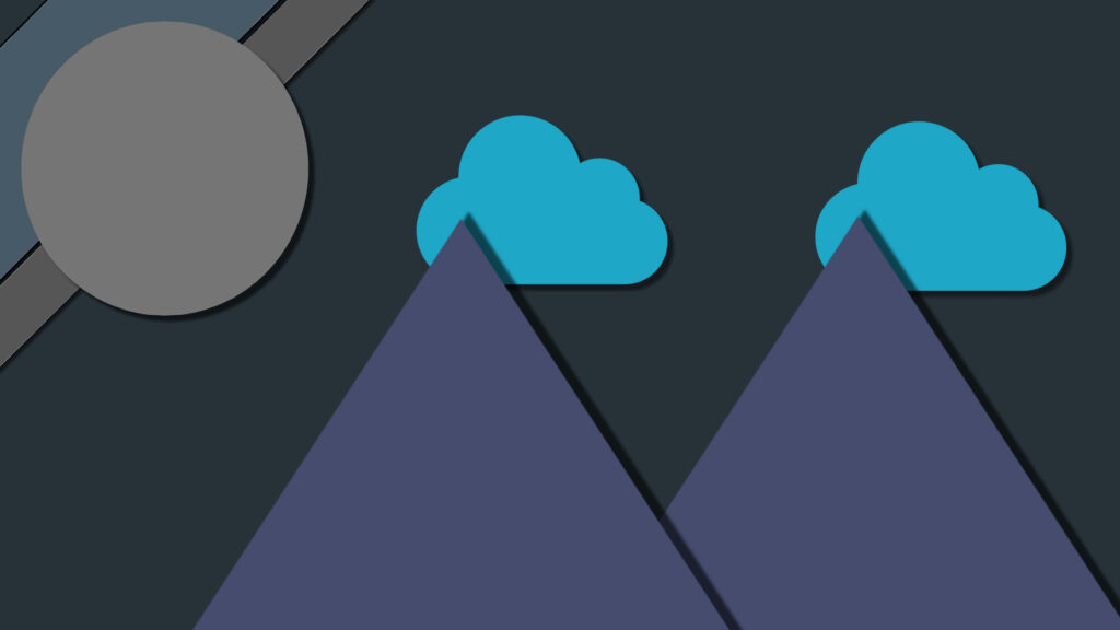 Minimalist Nighttime Wallpaper: Geometric Mountains & Moon Design