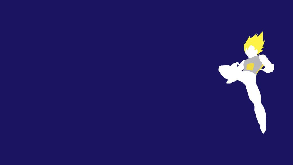 Minimalist Vegeta wallpaper flat vector Super Saiyan kick blue background Dragon Ball art