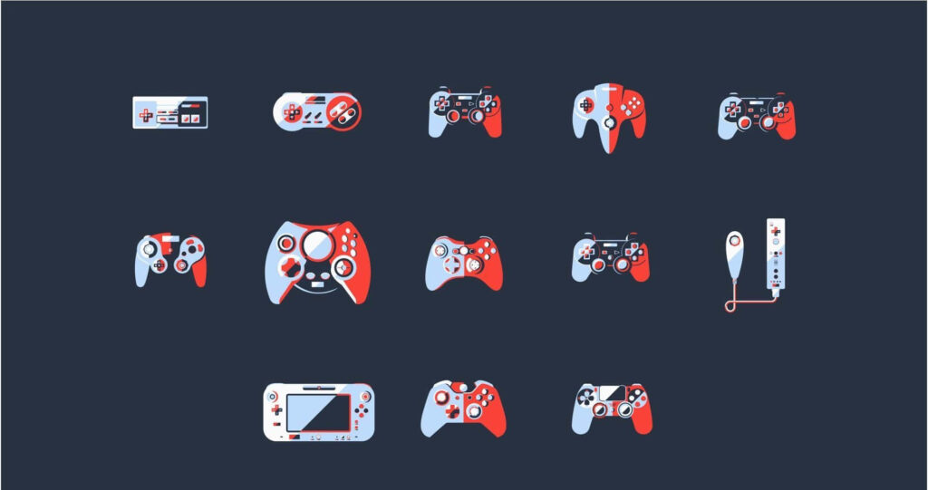 Minimalist Video Game Controllers Wallpaper: Sleek Dark Design