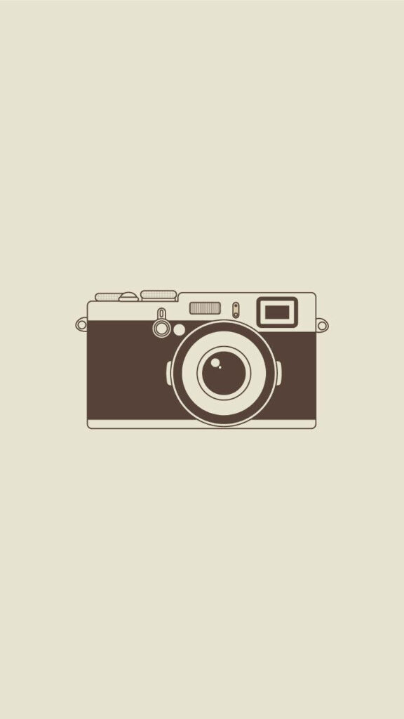 Minimalist Vintage Film Camera Wallpaper on Beige Background