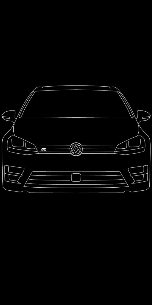 Minimalist VW Golf R Wallpaper - Sleek Design on Black Background