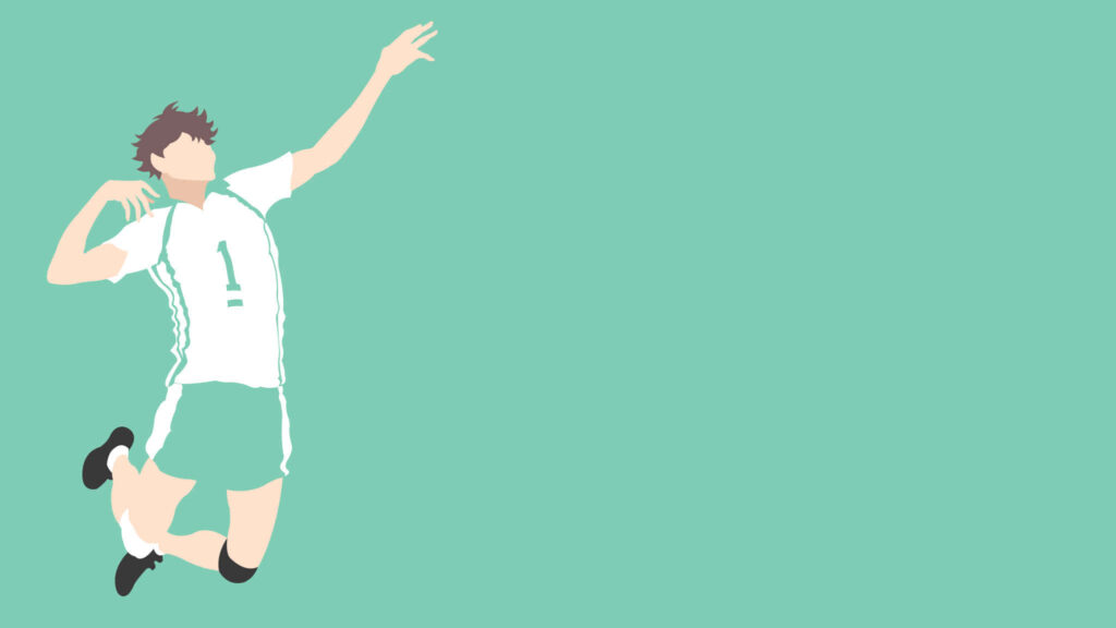 Minimalist Volleyball Player Wallpaper: Modern Vector Art on Pastel Green