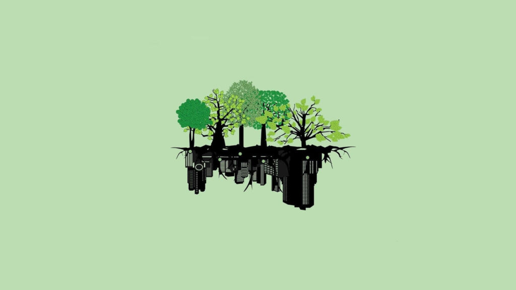 Unique Minimalist Trees on Inverted Buildings Wallaper - 1920x1080 Wallpaper