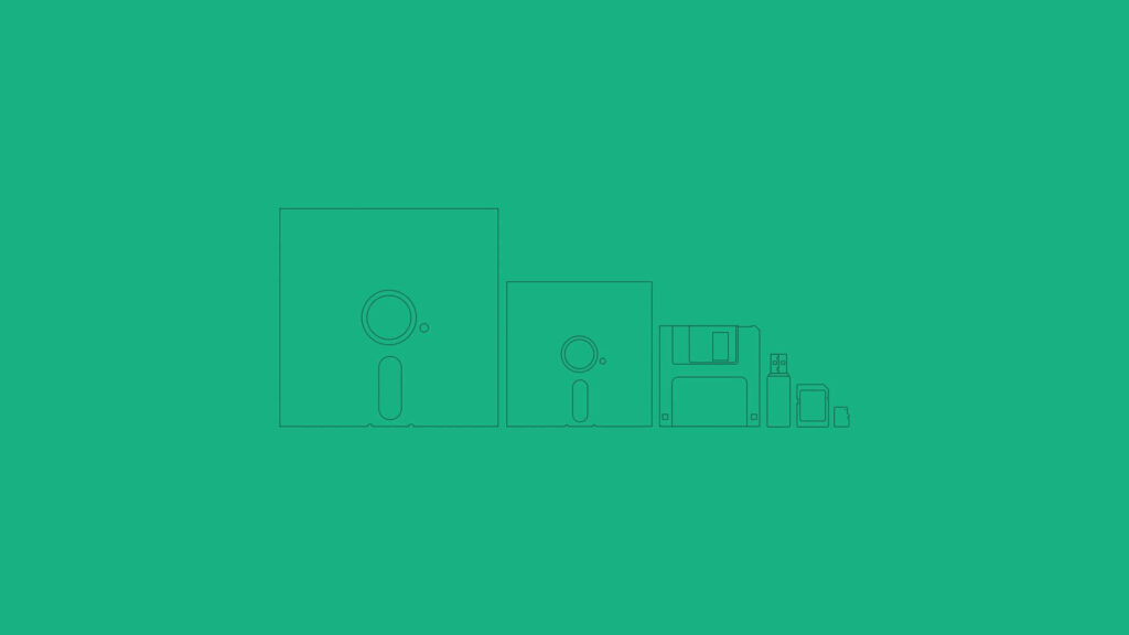 Minimalist Abstract Wallpaper: Evolution of Storage Devices on Green