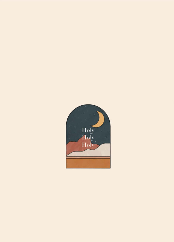 Minimalist Arched Window Wallpaper: Serene Night Landscape & Holy Text