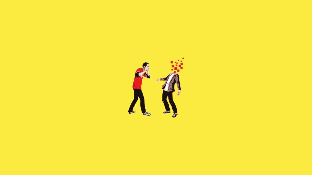 Minimalist Big Bang Theory Wallpaper: Playful Telekinesis on Yellow