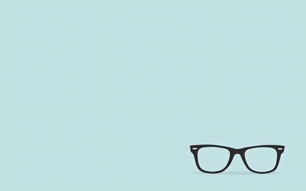Minimalist Wallpaper: Black Eyeglasses on Light Blue Background