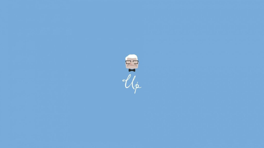 Minimalist Carl from 'Up' Wallpaper: Elegant Blue Background