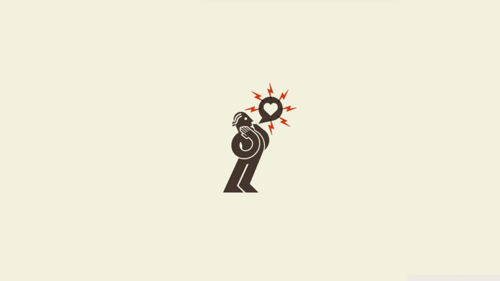 Minimalist Wallpaper: Central Figure with Heart Signals on Beige