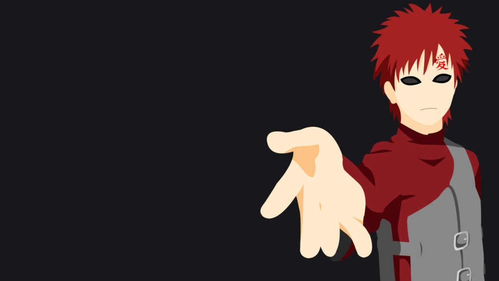 Minimalist Wallpaper: Character with Red Hair on Dark Background