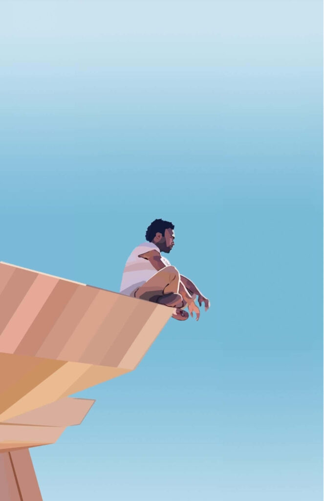 Childish Gambino Contemplative Wallpaper: Minimalist Blue Sky Design