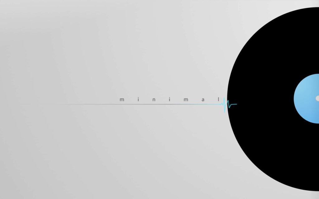 Minimalist Wallpaper: Black Vinyl Record & Serene Soundwave Design