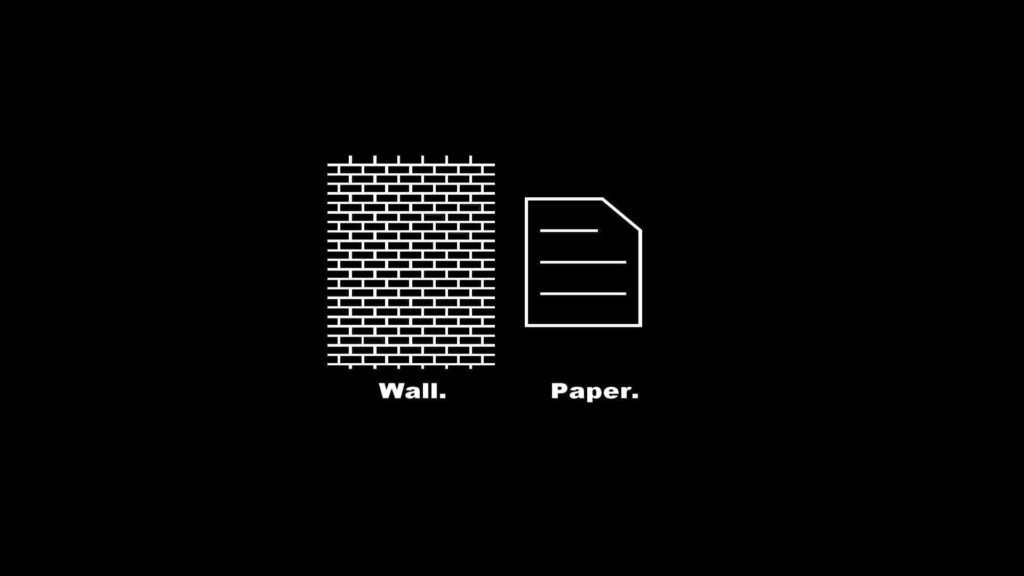 Minimalist Wallpaper: Clever Wall-Paper Pun on Black Background
