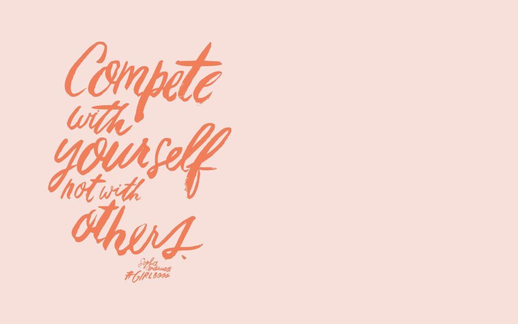 Elegant Peach Wallpaper: 'Compete with Yourself' Inspiring Quote
