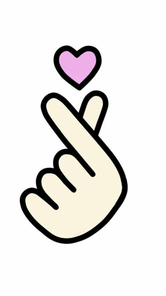 Minimalist Finger Heart Wallpaper with Cute Cartoon Design