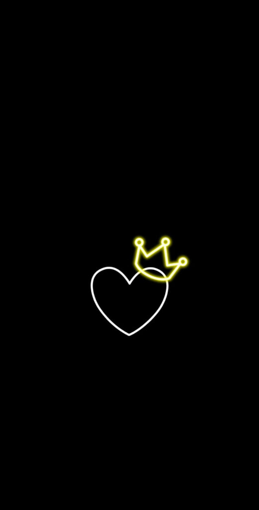 Minimalist Heart Wallpaper: Dark Background & Glowing Yellow Crown