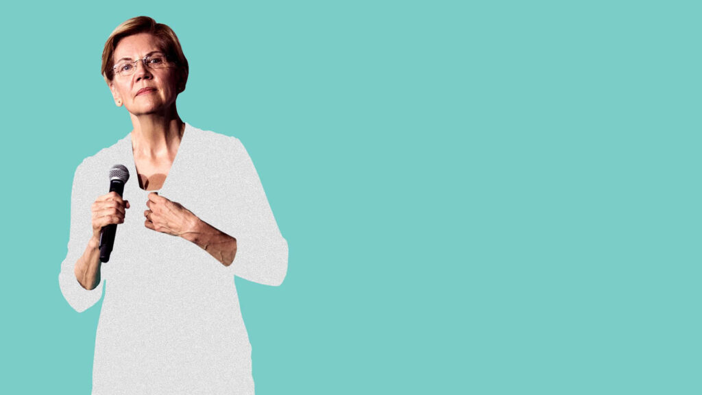 Minimalist Wallpaper: Elizabeth Warren in Turquoise Background