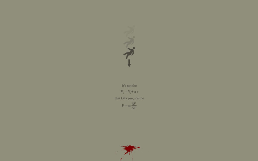 Minimalist Falling Figure Wallpaper with Physics Equation - Olive Green