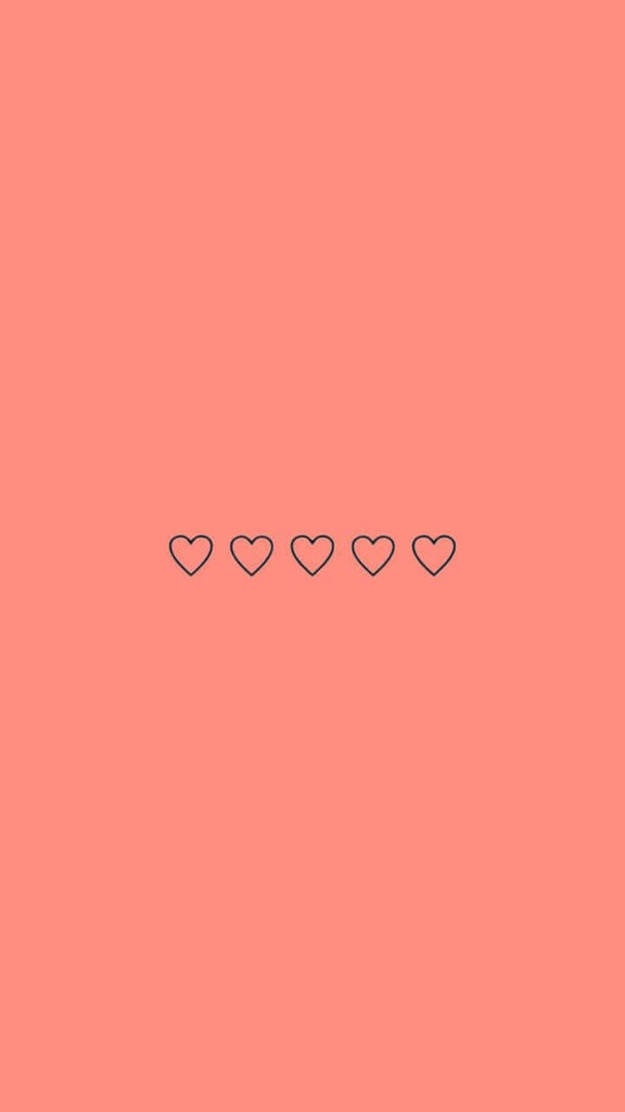 Charming Minimalist Wallpaper: Five Outlined Hearts on Peach Background