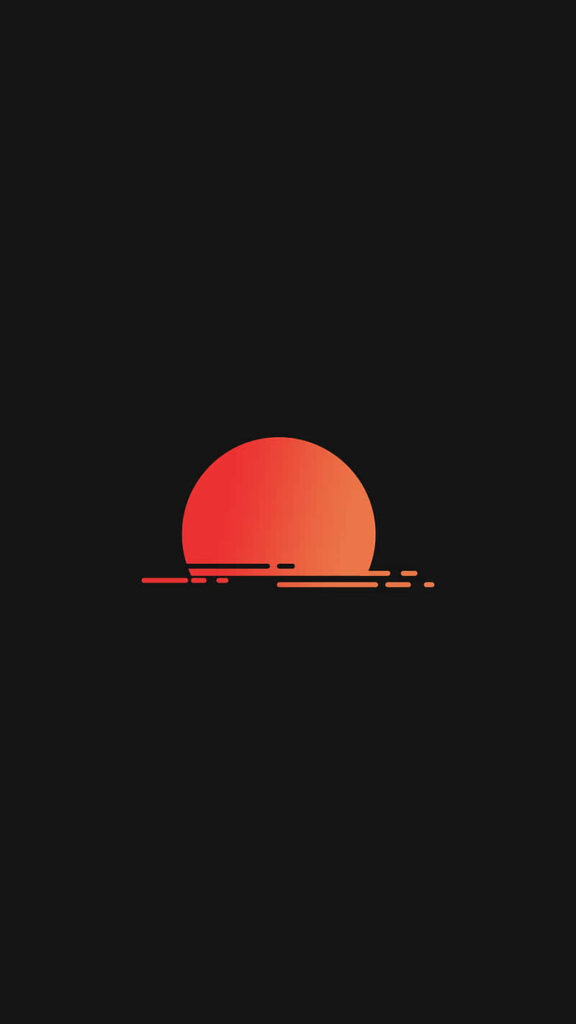 Minimalist Orange-Red Moon Wallpaper: Sleek Black Background Design