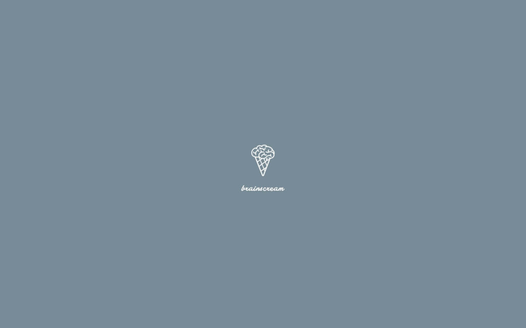 Whimsical Ice Cream Cone Brain Wallpaper on Solid Blue Background