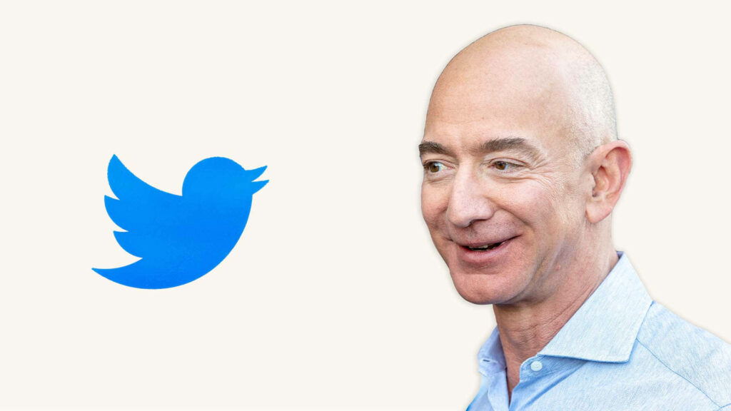 Jeff Bezos & Twitter Logo: Minimalist Wallpaper Background